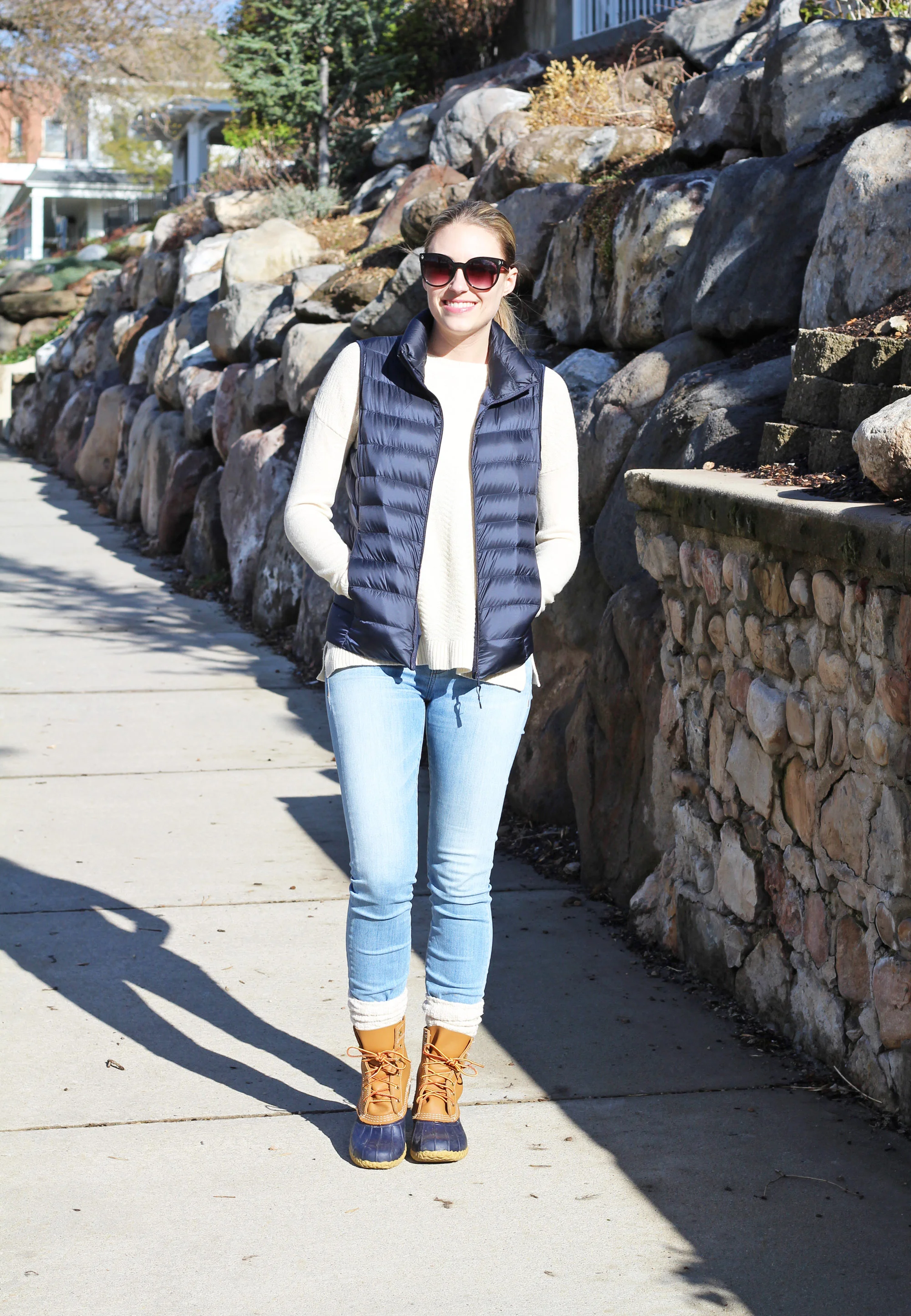 Navy top duck boots